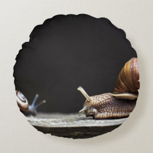 Escargots - Snail Mollusk Round Cushion