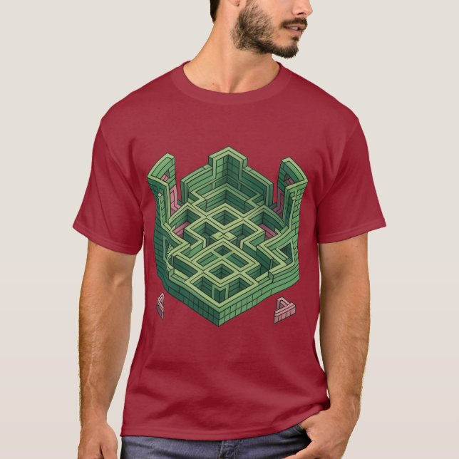 Escher's Maze: Intricate Geometric Puzzle T-Shirt (Front)