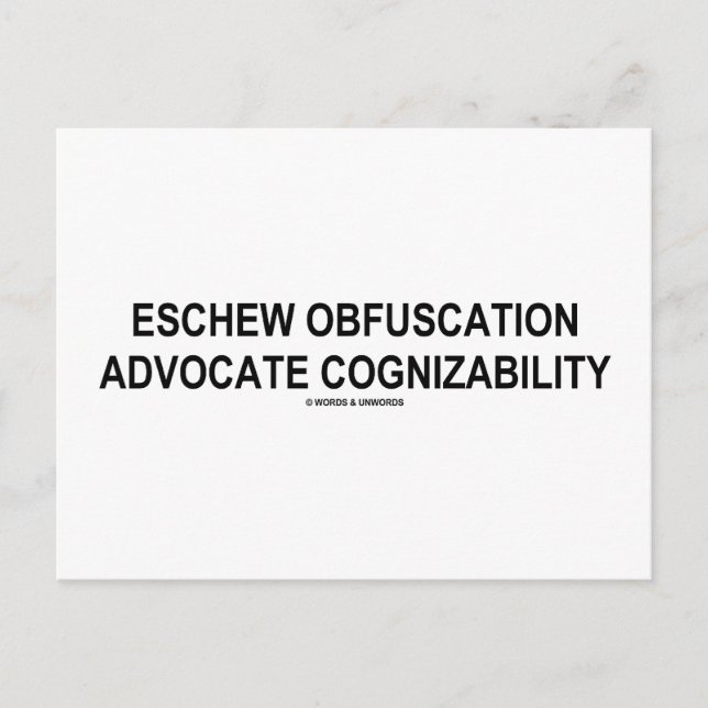Eschew Obfuscation Advocate Cognizability Oxymoron Postcard (Front)