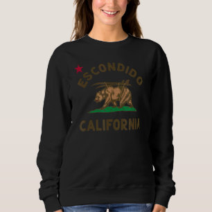 Escondido California Beach Flag Bear Surf Ca Vinta Sweatshirt