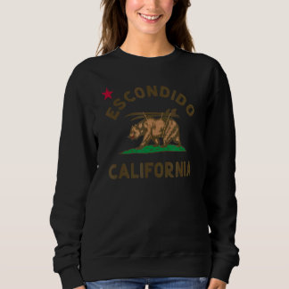 Escondido California Beach Flag Bear Surf Ca Vinta Sweatshirt