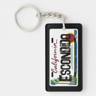 Escondido California flag license plate keychain