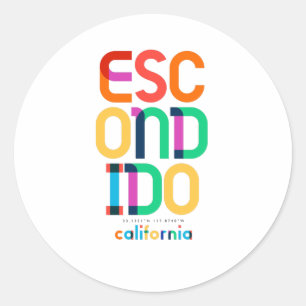 Escondido California Mid Century, Pop Art, Classic Round Sticker