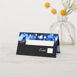 Escort Card Elegant Winter Wedding Blue Lights