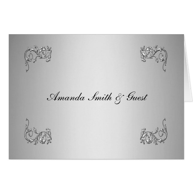 Escort card silver elegant design (Front Horizontal)