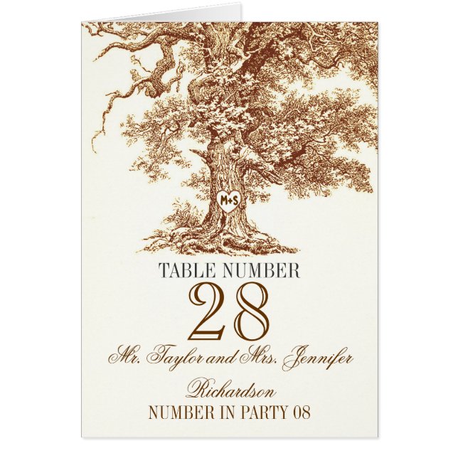 Escort cards - place cards with old oak tree (Front)