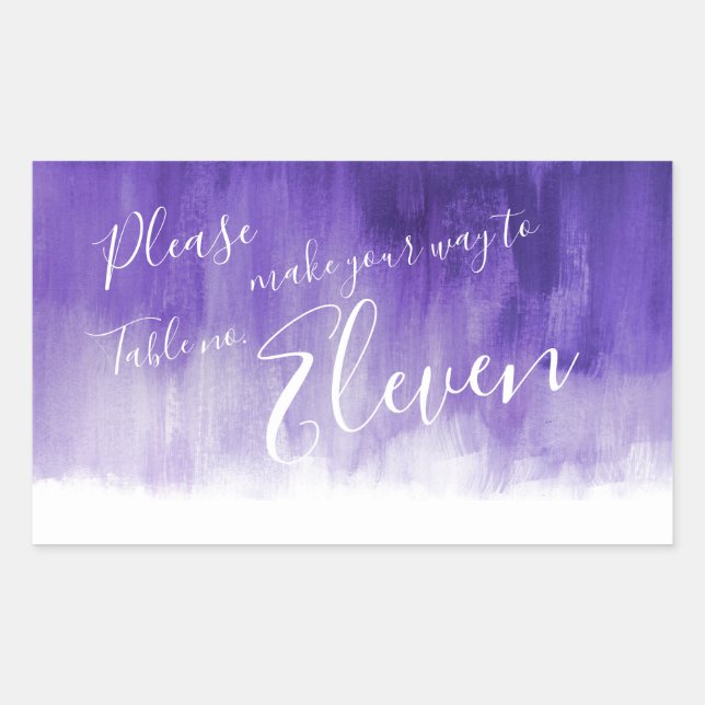 Escort purple watercolor wash wedding stickers (Front)