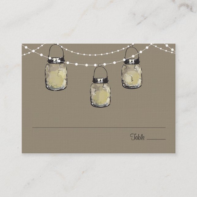 Escort Seating Card Mason Jar String of Lights (Front)