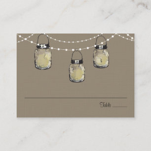 Escort Seating Card Mason Jar String of Lights