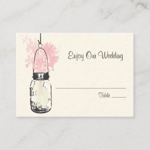 Escort Seating Card Wild Flowers & Mason Jar