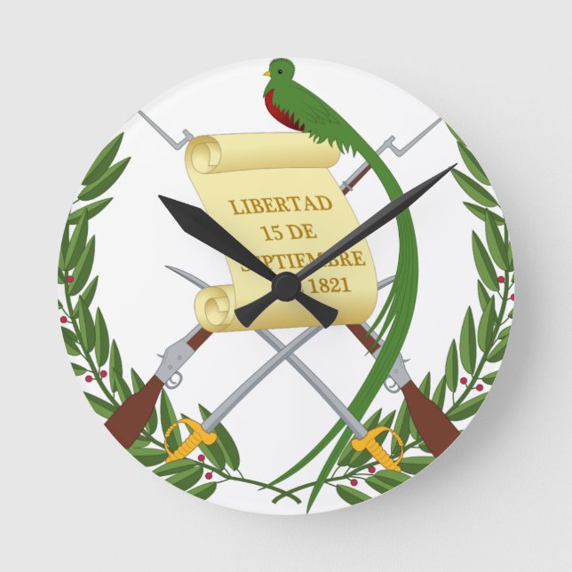 Escudo de armas de Guatemala - Coat of arms Round Clock (Front)