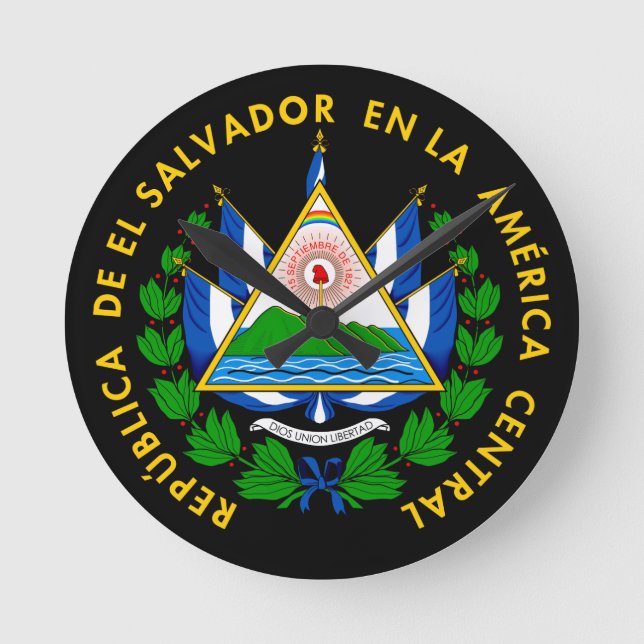 Escudo de El Salvador Round Clock (Front)
