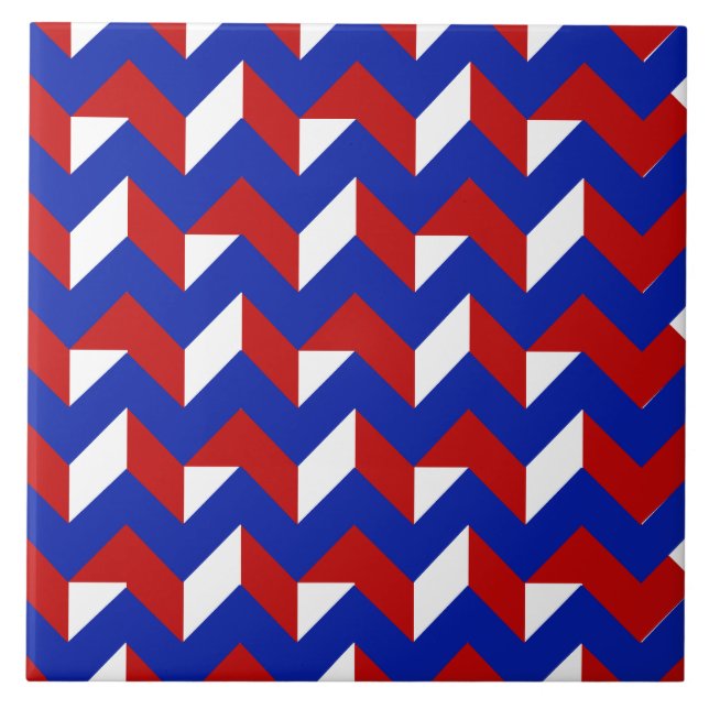 Esher Red White Blue Pattern VII Ceramic Tile (Front)