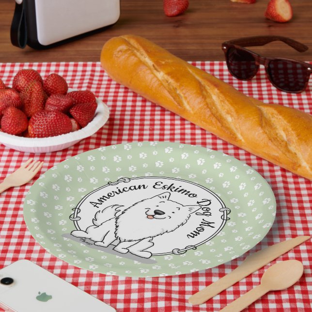 Eskie Mum - American Eskimo Dog Mum Cute Paper Plate (Picnic)