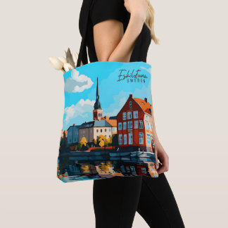 Eskilstuna Sweden Vintage Art Travel Illustration Tote Bag