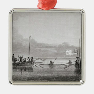 Eskimaux Coming Towards Boats in Shoalwater Metal Tree Decoration