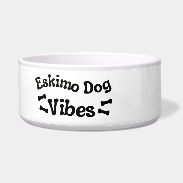 Eskimo Dog Vibes Ceramic Dog Bowl (Left)