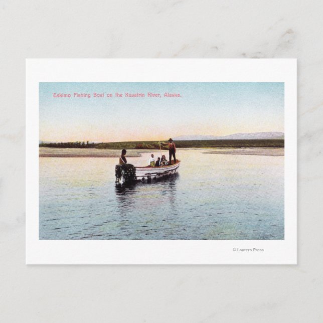 Eskimo Fishing Boat on the River Postcard (Front)