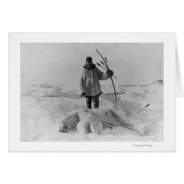 Eskimo Hunter with Polar Bear Photograph (Front Horizontal)