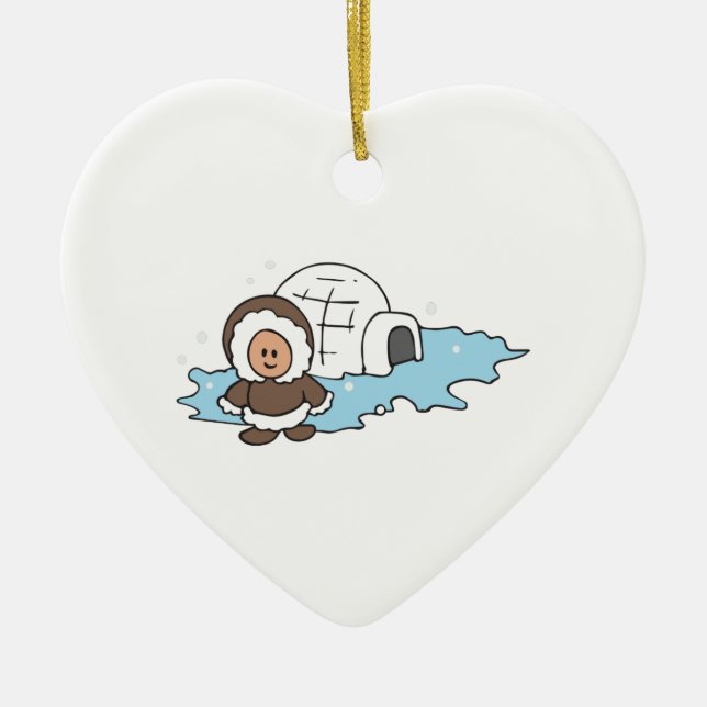 ESKIMO IGLOO CERAMIC ORNAMENT (Front)