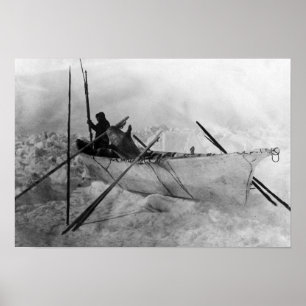 Eskimo in Boat made with Skins called an Omiak Poster