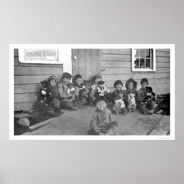 Eskimo Kids & Puppies 1904 Poster (Front)