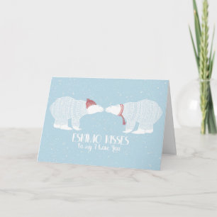 Eskimo Kiss Scandinavian Polar Bear Winter Snow Holiday Card
