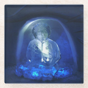 Eskimo Room at Hotel de Glace, Quebec, Canada Glass Coaster