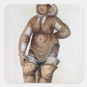 Eskimo  Woman and Baby Square Sticker