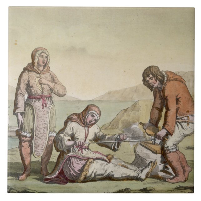 Eskimos, 1817 (colour engraving) ceramic tile (Front)