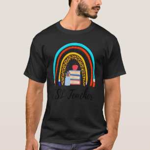 Esl Teacher Back To School Boho Rainbow Teach Love T-Shirt