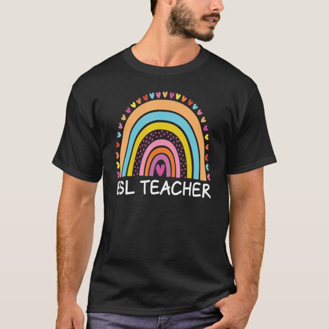 ESL Teacher Boho Rainbow Back To School Appreciati T-Shirt (Front)