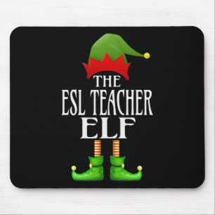 Esl Teacher Elf Xmas Funny Family Matching Group C Mouse Pad