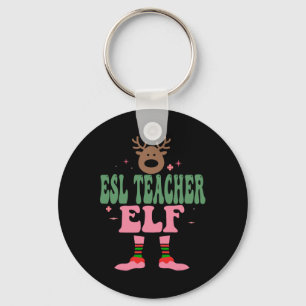Esl Teacher Elf Xmas Matching Family Group Christm Key Ring