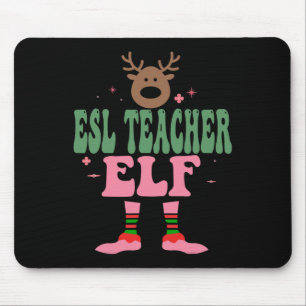 Esl Teacher Elf Xmas Matching Family Group Christm Mouse Pad