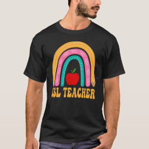 Esl Teacher Rainbow Pencil Women Back To School Ap T-Shirt