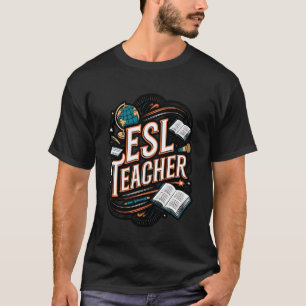 ESL Teacher World Map Heart Design T-Shirt