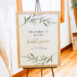 ESME Bohemian Greenery Gold Bridal Shower Welcome Poster<br><div class="desc">This bridal shower welcome sign features sage watercolor greenery leaves and a golden handwritten script font. This bridal shower poster is perfect for your bohemian or garden themed bridal event. Pair with anything in the ESME Collection for a cohesive look.</div>
