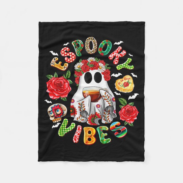 Esoky Vibes Maestra Halloween Spanish Mexican Teac Fleece Blanket (Front)