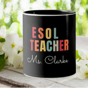 ESOL Teacher Language learning Personalised  Two-Tone Coffee Mug