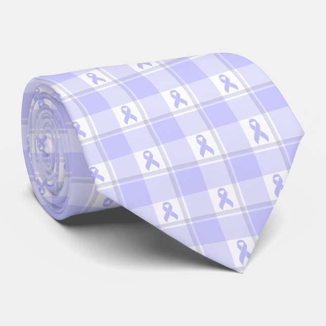 Esophageal Cancer Awareness Plaid Periwinkle Tie (Rolled)