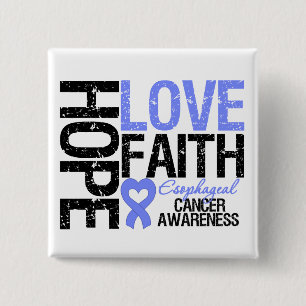 Esophageal Cancer Hope Love Faith 15 Cm Square Badge