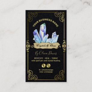 Esoteric Crystal Black Blue And Gold Business Card
