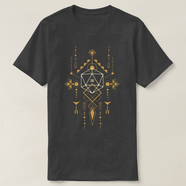 Esoteric D20 Dice Geometric Shapes T-Shirt (Design Front)