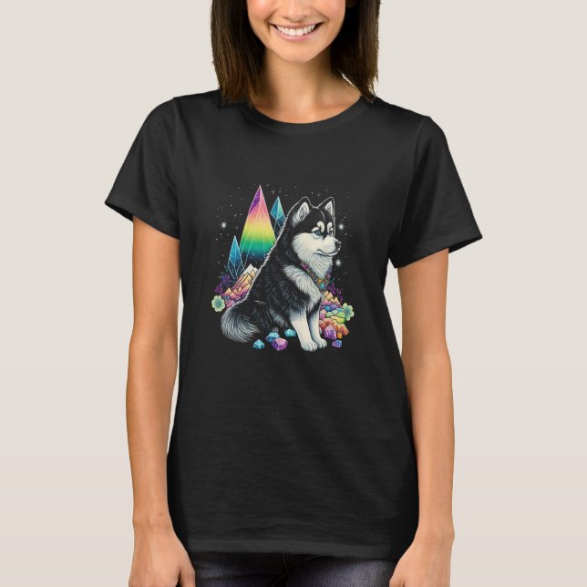 Esoteric Husky Dog Crystals Cute Illustration  1 T-Shirt (Front)