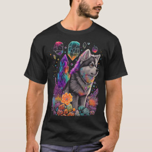 Esoteric Husky Dog Crystals Cute Illustration 2 T-Shirt