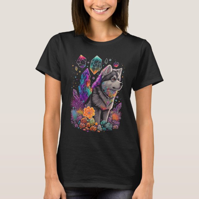Esoteric Husky Dog Crystals Cute Illustration  2 T-Shirt (Front)