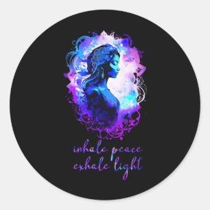 Esoteric Meditation Watercolour Inhale Peace Exhal Classic Round Sticker