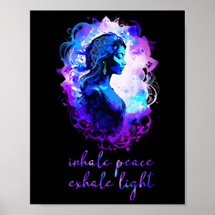 Esoteric Meditation Watercolour Inhale Peace Exhal Poster