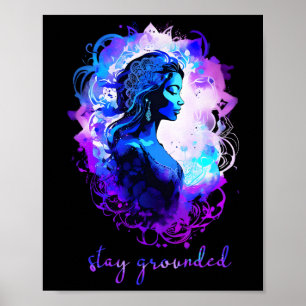 Esoteric Meditation Watercolour Stay Grounded Yoga Poster